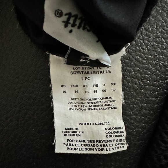 MIRACLESUIT SZ16 Black Ruffle Ruched Halter Plunge One-Piece Swimsuit S11349 - Picture 7 of 8